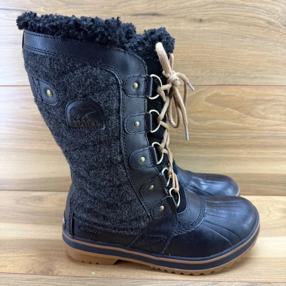 Sorel Tofino II Quilted Felt Wool Sherpa Boot 7 Black Snow Gorpcore Outdoor